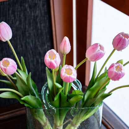 Artificial Tulips Flowers,Soft Touch Latex Bouquet, Fake Tulips,Spring Wedding Home Room Table Centerpiece Decor