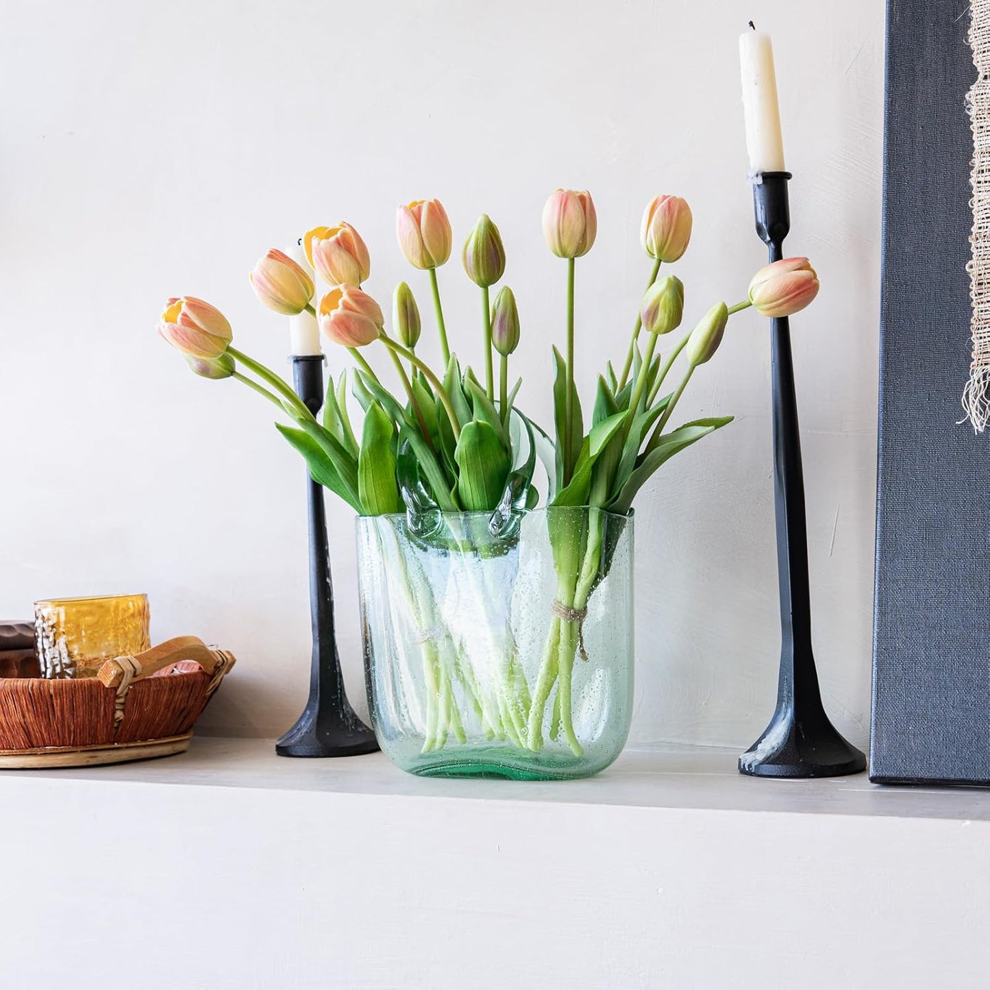 Artificial Tulips Flowers,Soft Touch Latex Bouquet, Fake Tulips,Spring Wedding Home Room Table Centerpiece Decor
