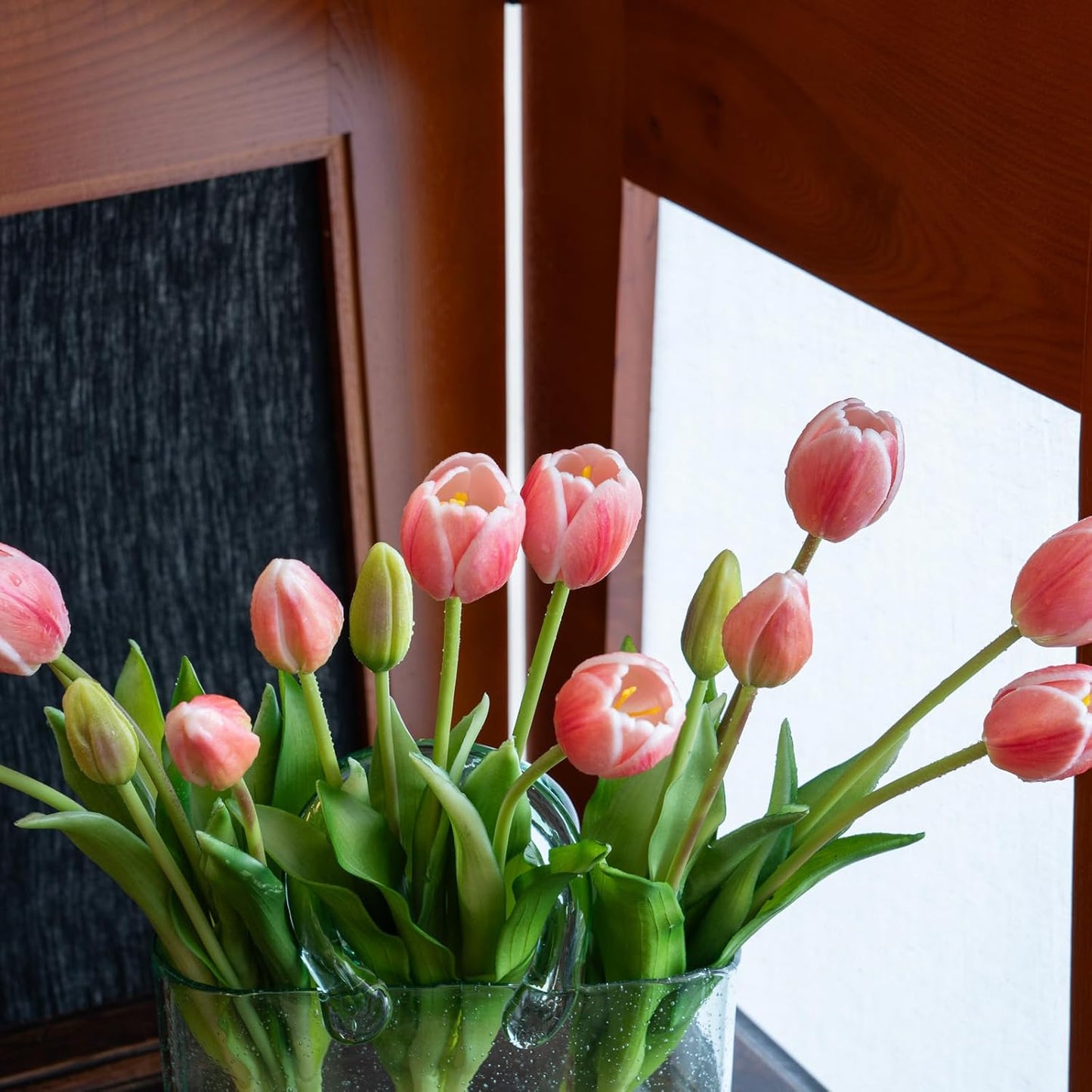 Artificial Tulips Flowers,Soft Touch Latex Bouquet, Fake Tulips,Spring Wedding Home Room Table Centerpiece Decor