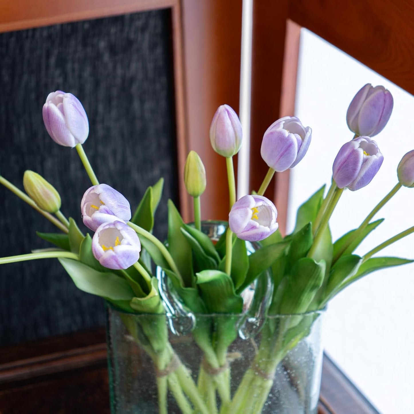 Artificial Tulips Flowers,Soft Touch Latex Bouquet, Fake Tulips,Spring Wedding Home Room Table Centerpiece Decor