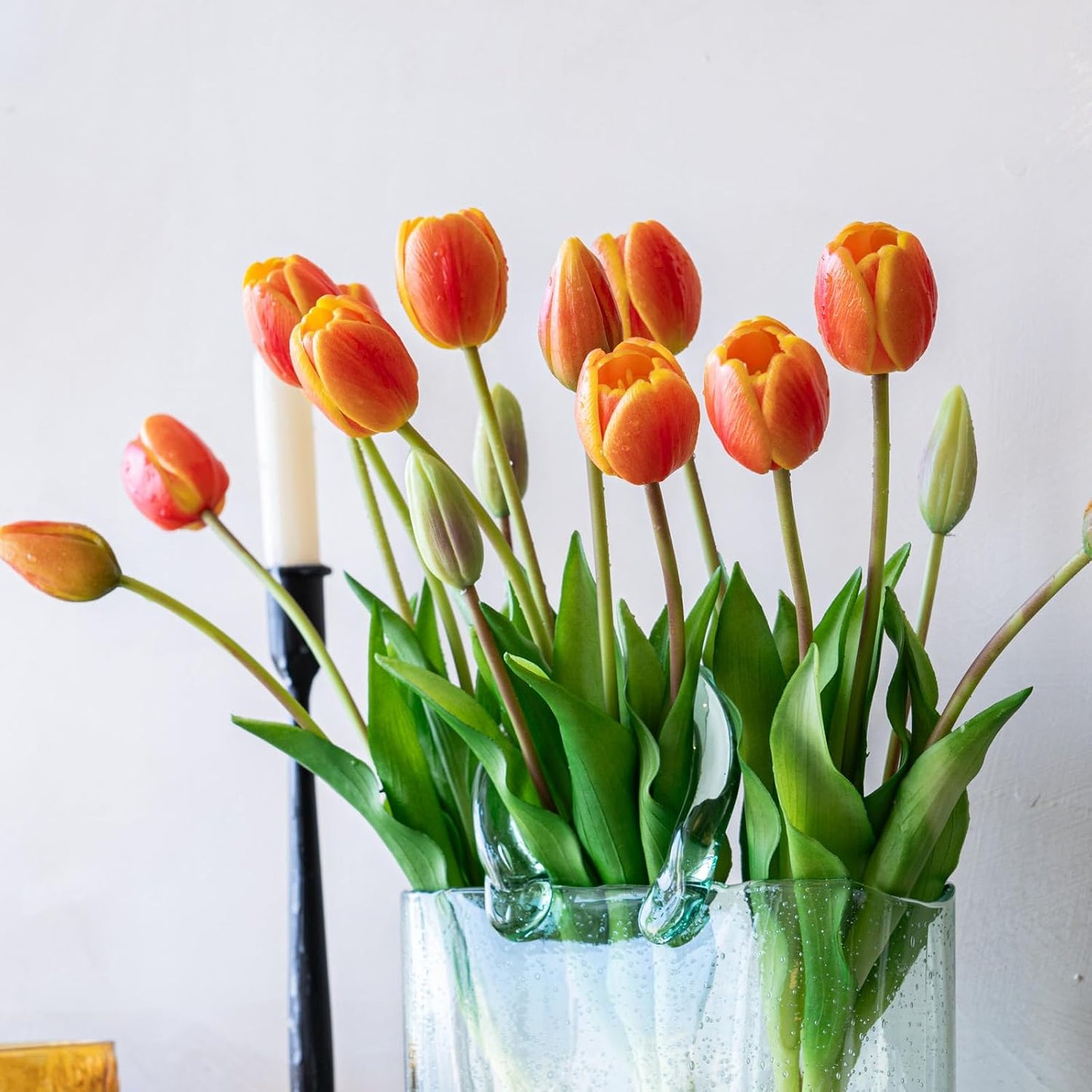 Artificial Tulips Flowers,Soft Touch Latex Bouquet, Fake Tulips,Spring Wedding Home Room Table Centerpiece Decor