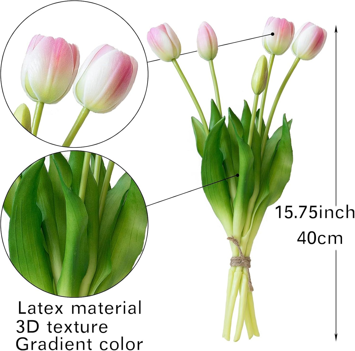 Artificial Tulips Flowers,Soft Touch Latex Bouquet, Fake Tulips,Spring Wedding Home Room Table Centerpiece Decor