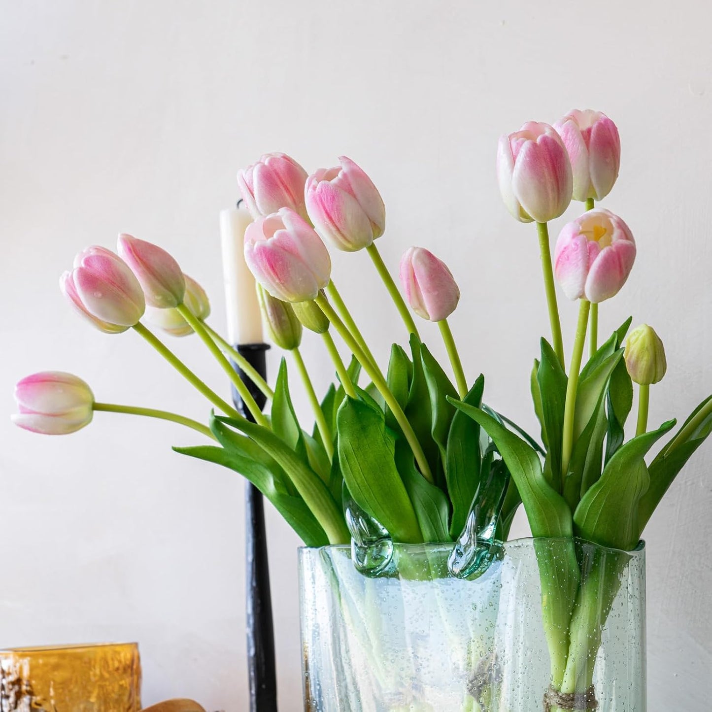 Artificial Tulips Flowers,Soft Touch Latex Bouquet, Fake Tulips,Spring Wedding Home Room Table Centerpiece Decor