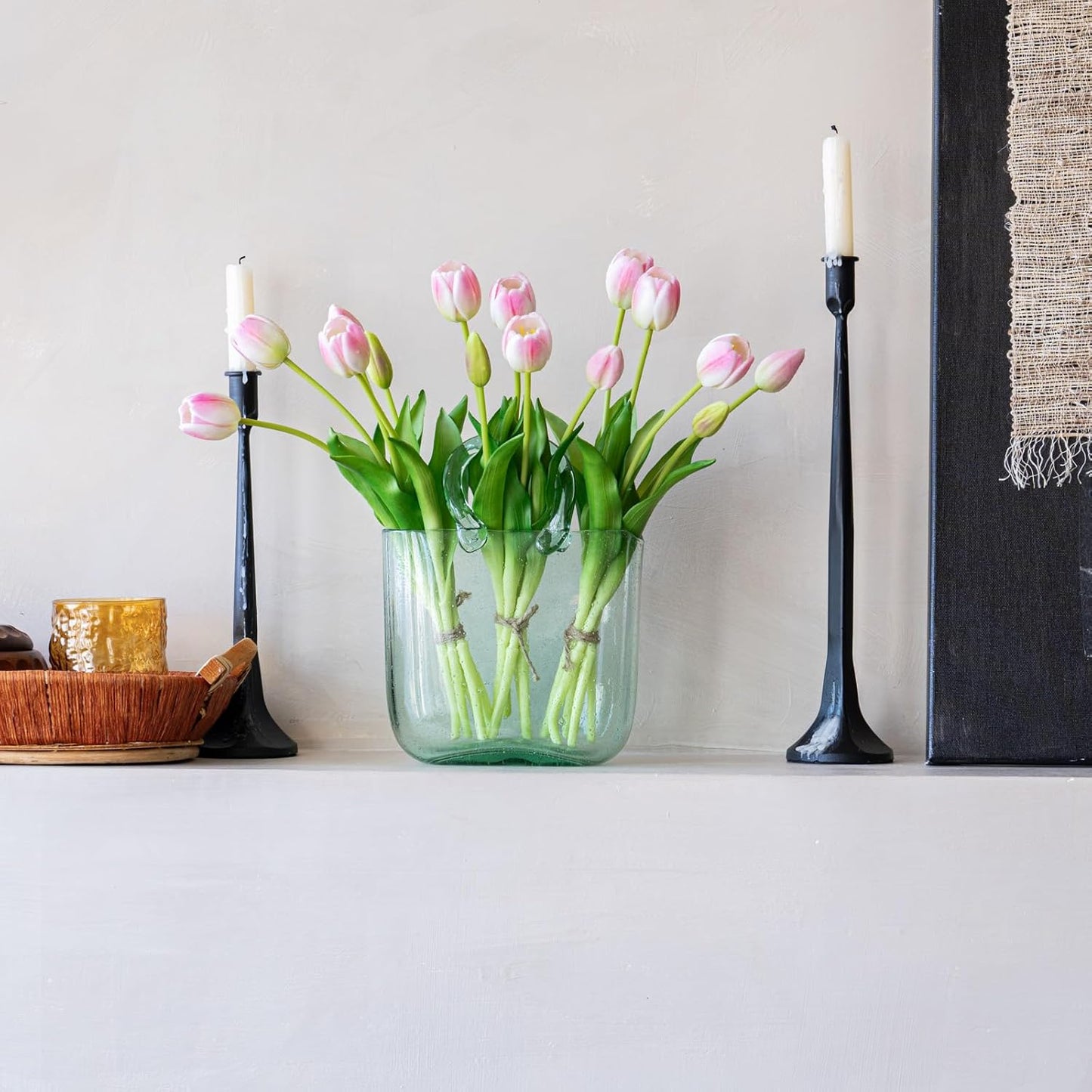 Artificial Tulips Flowers,Soft Touch Latex Bouquet, Fake Tulips,Spring Wedding Home Room Table Centerpiece Decor