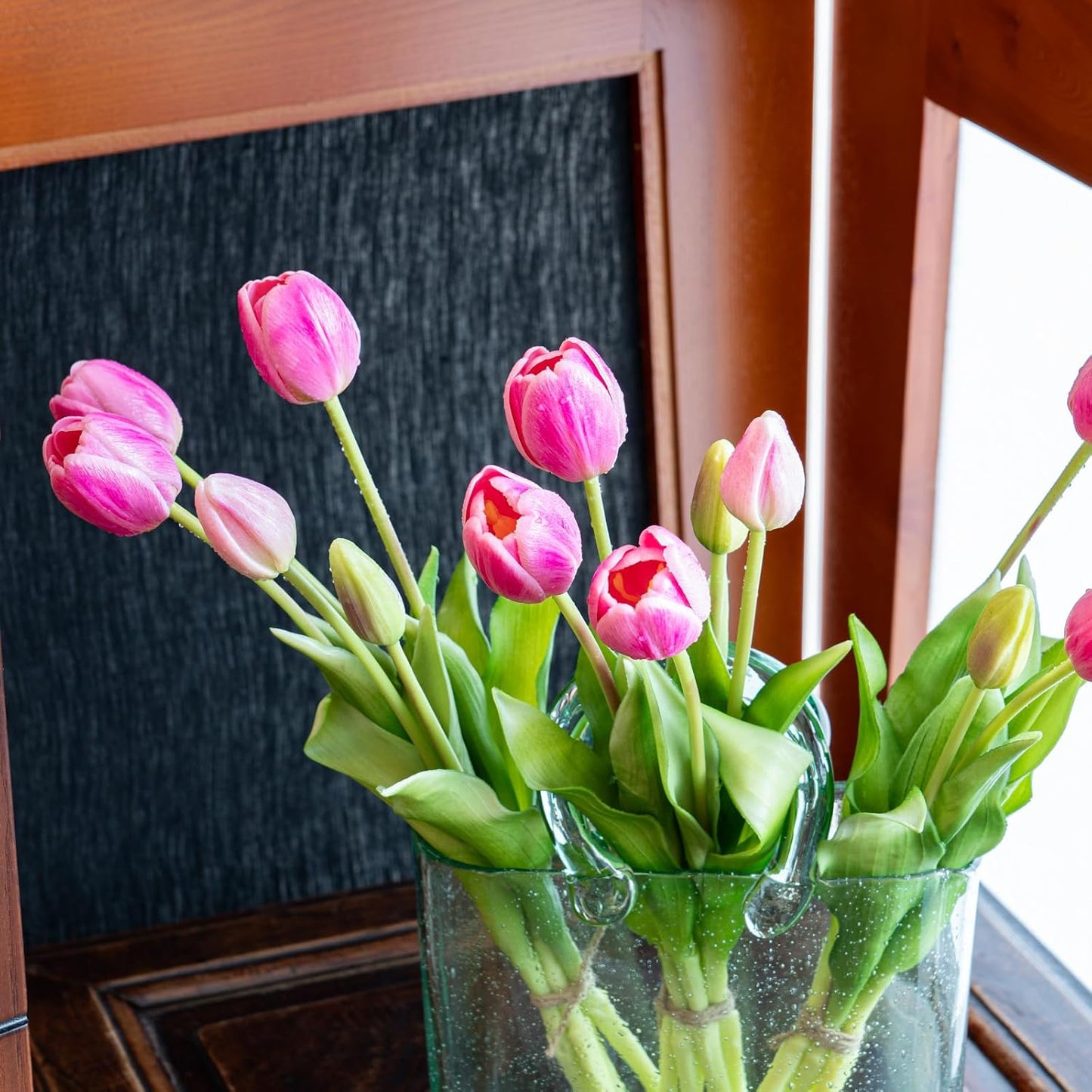 Artificial Tulips Flowers,Soft Touch Latex Bouquet, Fake Tulips,Spring Wedding Home Room Table Centerpiece Decor