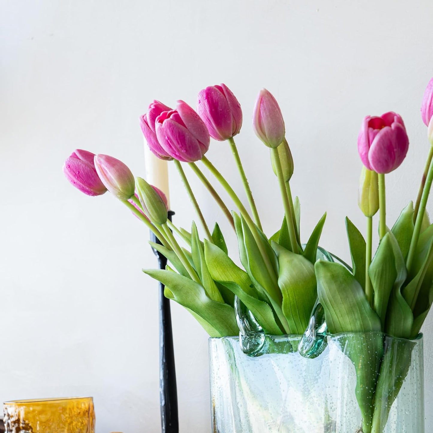 Artificial Tulips Flowers,Soft Touch Latex Bouquet, Fake Tulips,Spring Wedding Home Room Table Centerpiece Decor