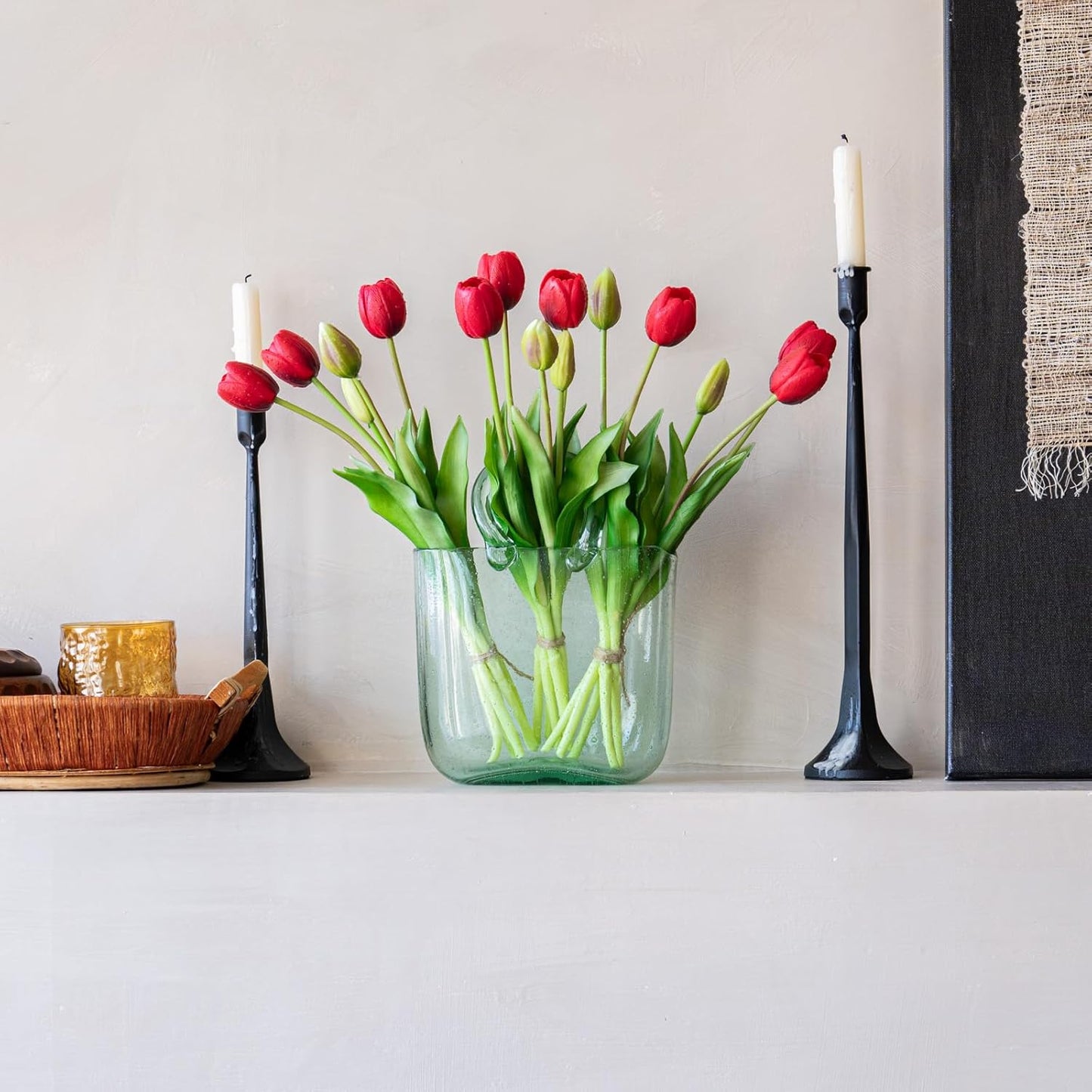 Artificial Tulips Flowers,Soft Touch Latex Bouquet, Fake Tulips,Spring Wedding Home Room Table Centerpiece Decor