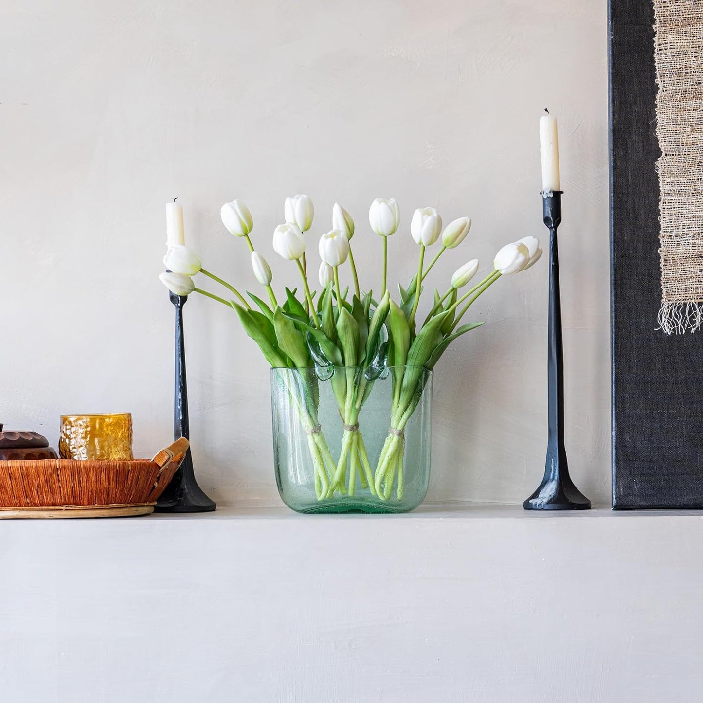 Artificial Tulips Flowers,Soft Touch Latex Bouquet, Fake Tulips,Spring Wedding Home Room Table Centerpiece Decor