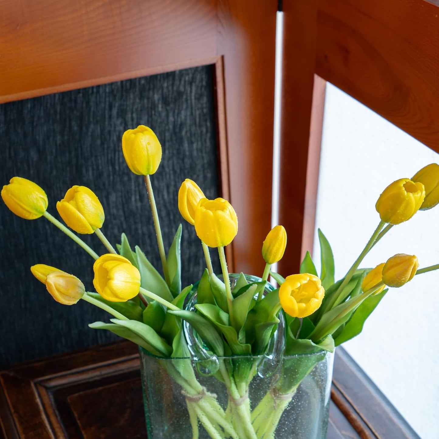 Artificial Tulips Flowers,Soft Touch Latex Bouquet, Fake Tulips,Spring Wedding Home Room Table Centerpiece Decor