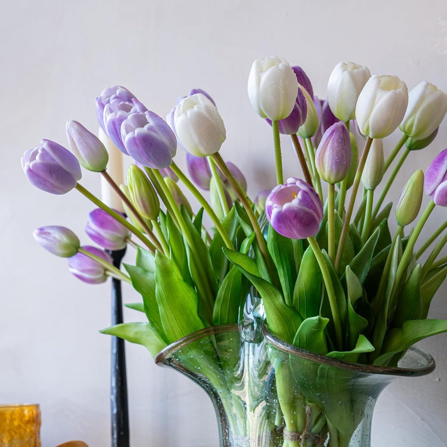 Artificial Tulips Flowers,Soft Touch Latex Bouquet, Fake Tulips,Spring Wedding Home Room Table Centerpiece Decor