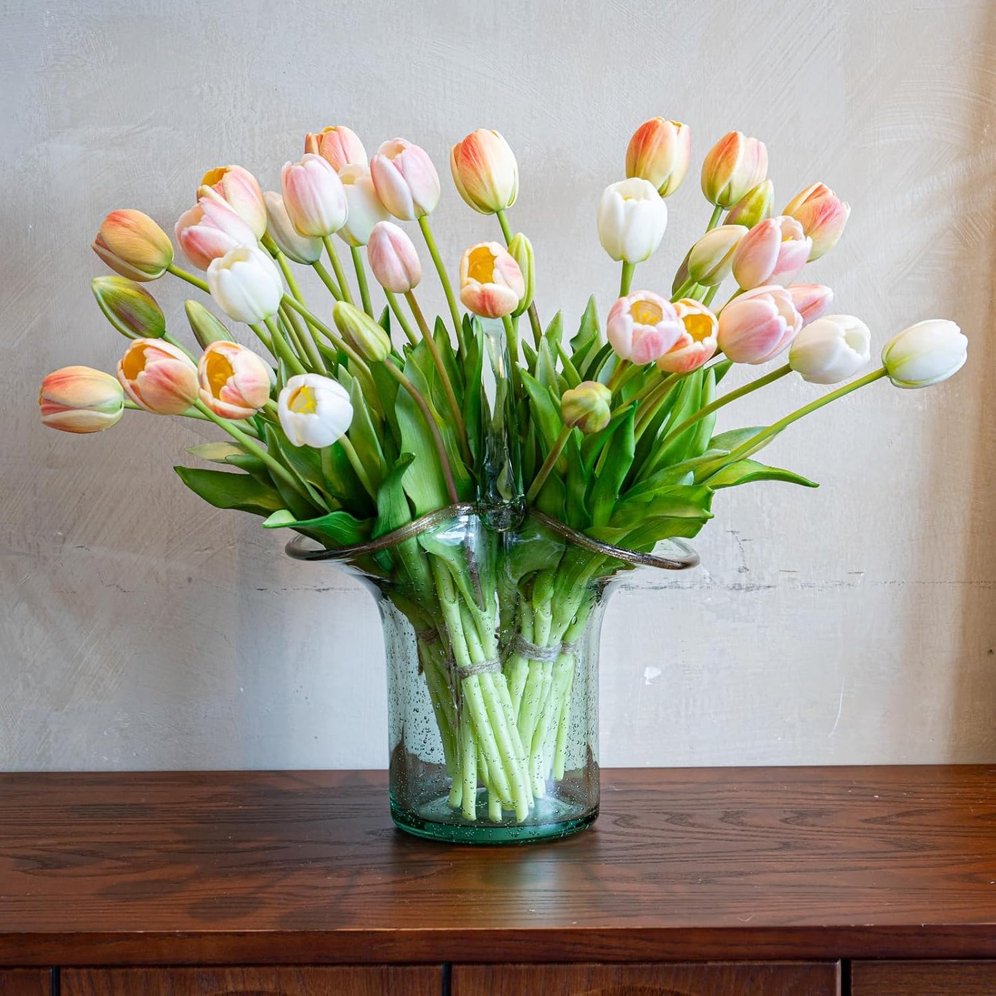 Artificial Tulips Flowers,Soft Touch Latex Bouquet, Fake Tulips,Spring Wedding Home Room Table Centerpiece Decor