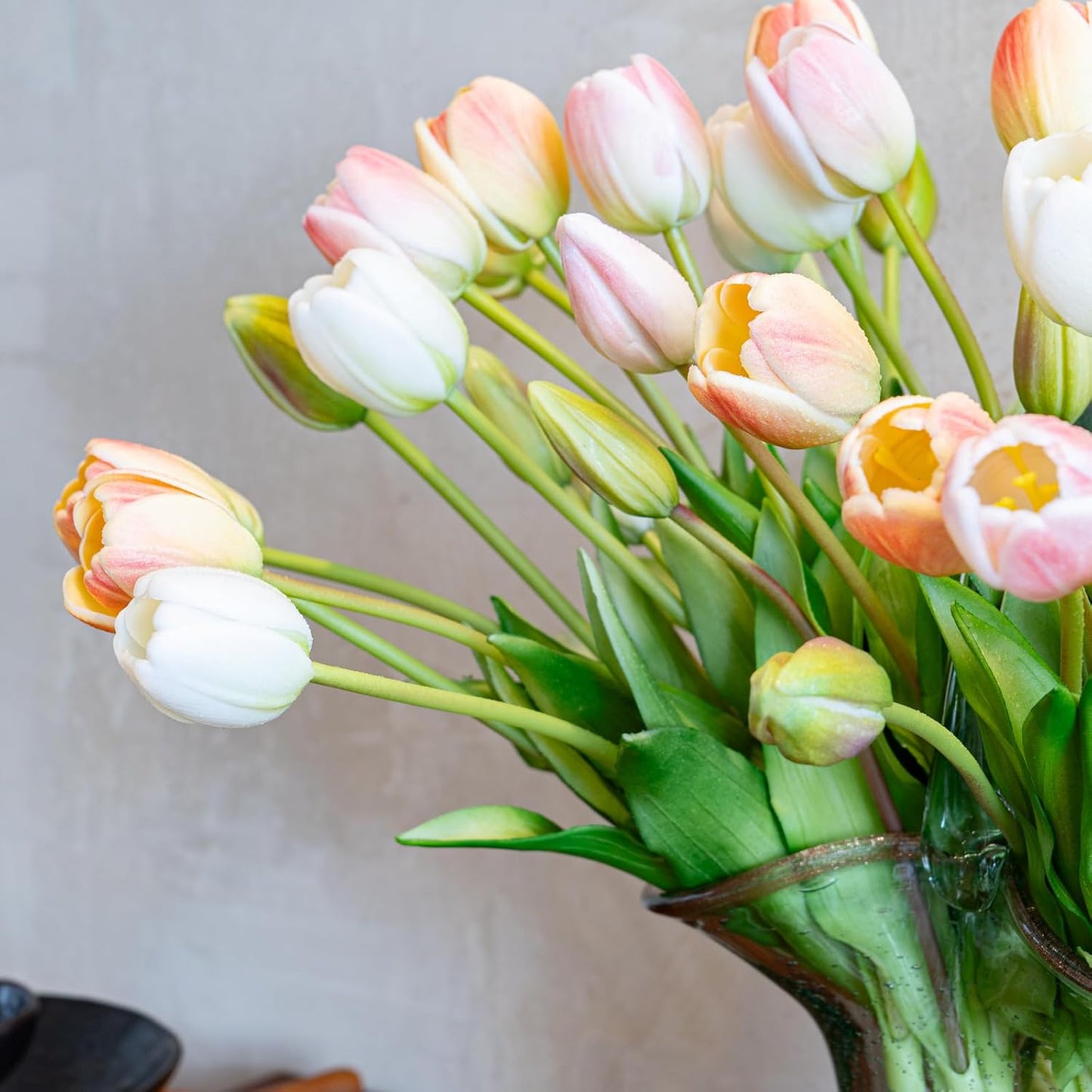 Artificial Tulips Flowers,Soft Touch Latex Bouquet, Fake Tulips,Spring Wedding Home Room Table Centerpiece Decor