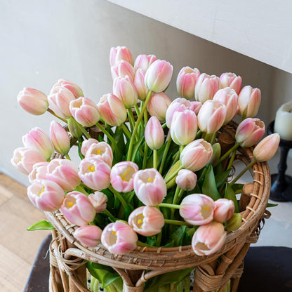 Artificial Tulips Flowers,Soft Touch Latex Bouquet, Fake Tulips,Spring Wedding Home Room Table Centerpiece Decor