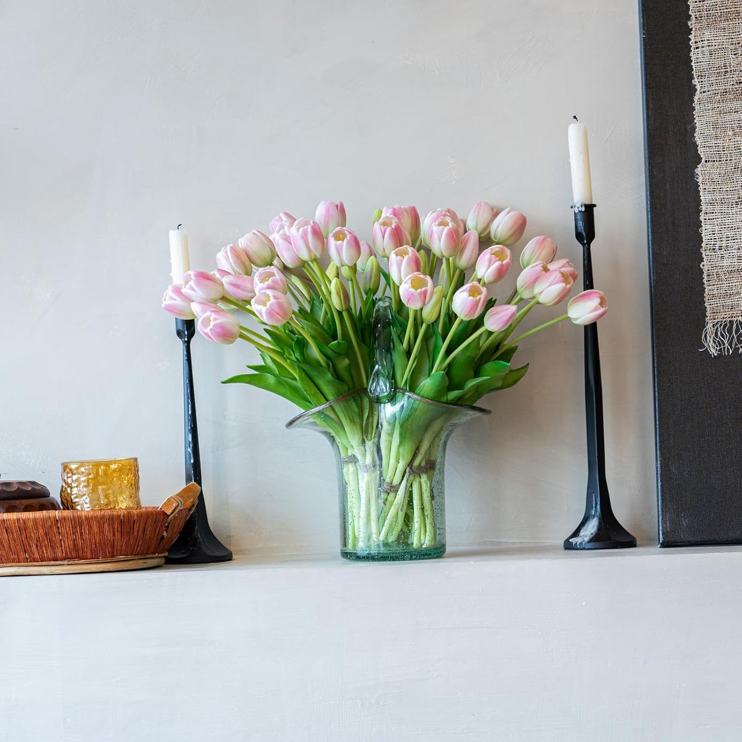 Artificial Tulips Flowers,Soft Touch Latex Bouquet, Fake Tulips,Spring Wedding Home Room Table Centerpiece Decor