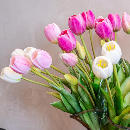 Artificial Tulips Flowers,Soft Touch Latex Bouquet, Fake Tulips,Spring Wedding Home Room Table Centerpiece Decor