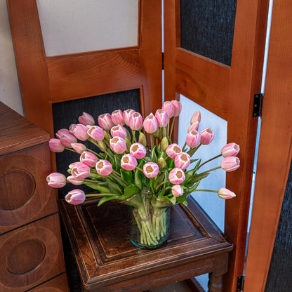 Artificial Tulips Flowers,Soft Touch Latex Bouquet, Fake Tulips,Spring Wedding Home Room Table Centerpiece Decor