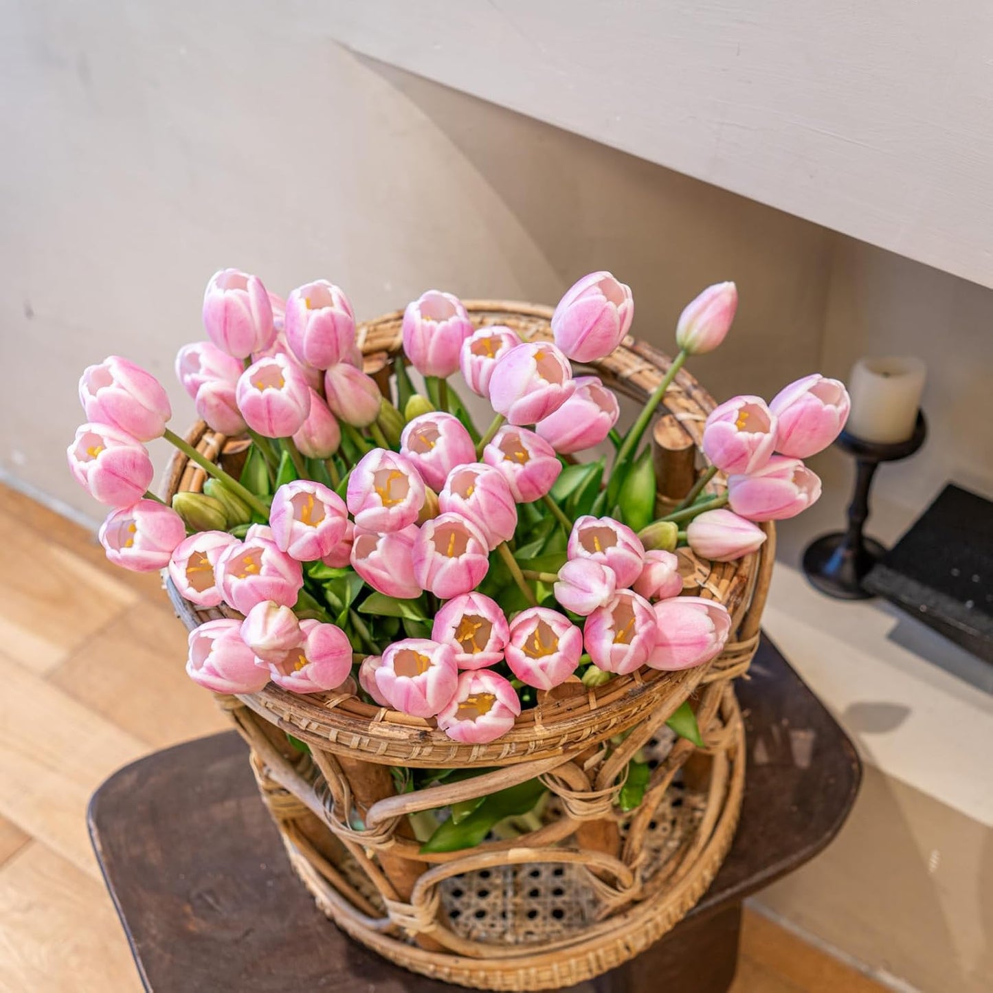 Artificial Tulips Flowers,Soft Touch Latex Bouquet, Fake Tulips,Spring Wedding Home Room Table Centerpiece Decor