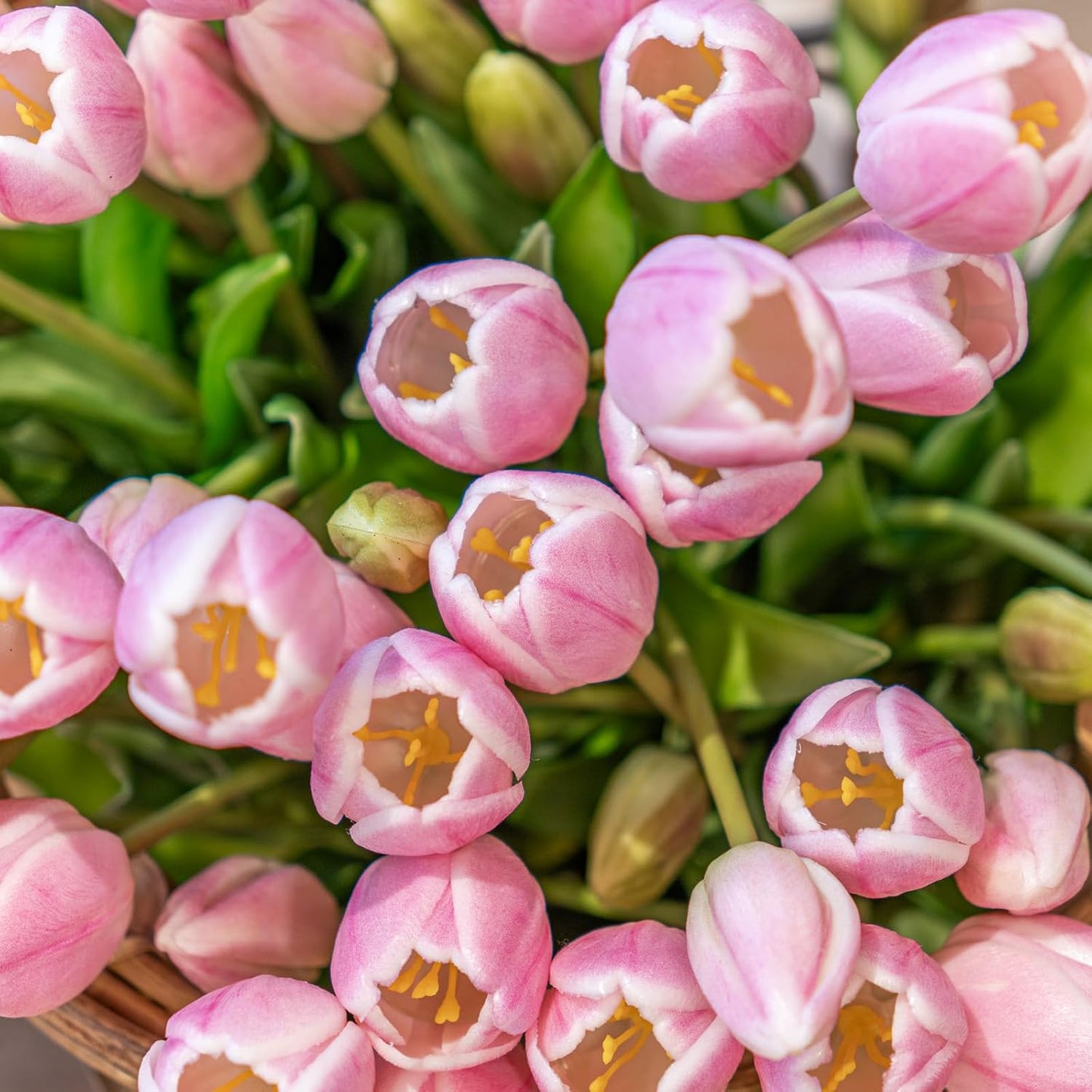 Artificial Tulips Flowers,Soft Touch Latex Bouquet, Fake Tulips,Spring Wedding Home Room Table Centerpiece Decor