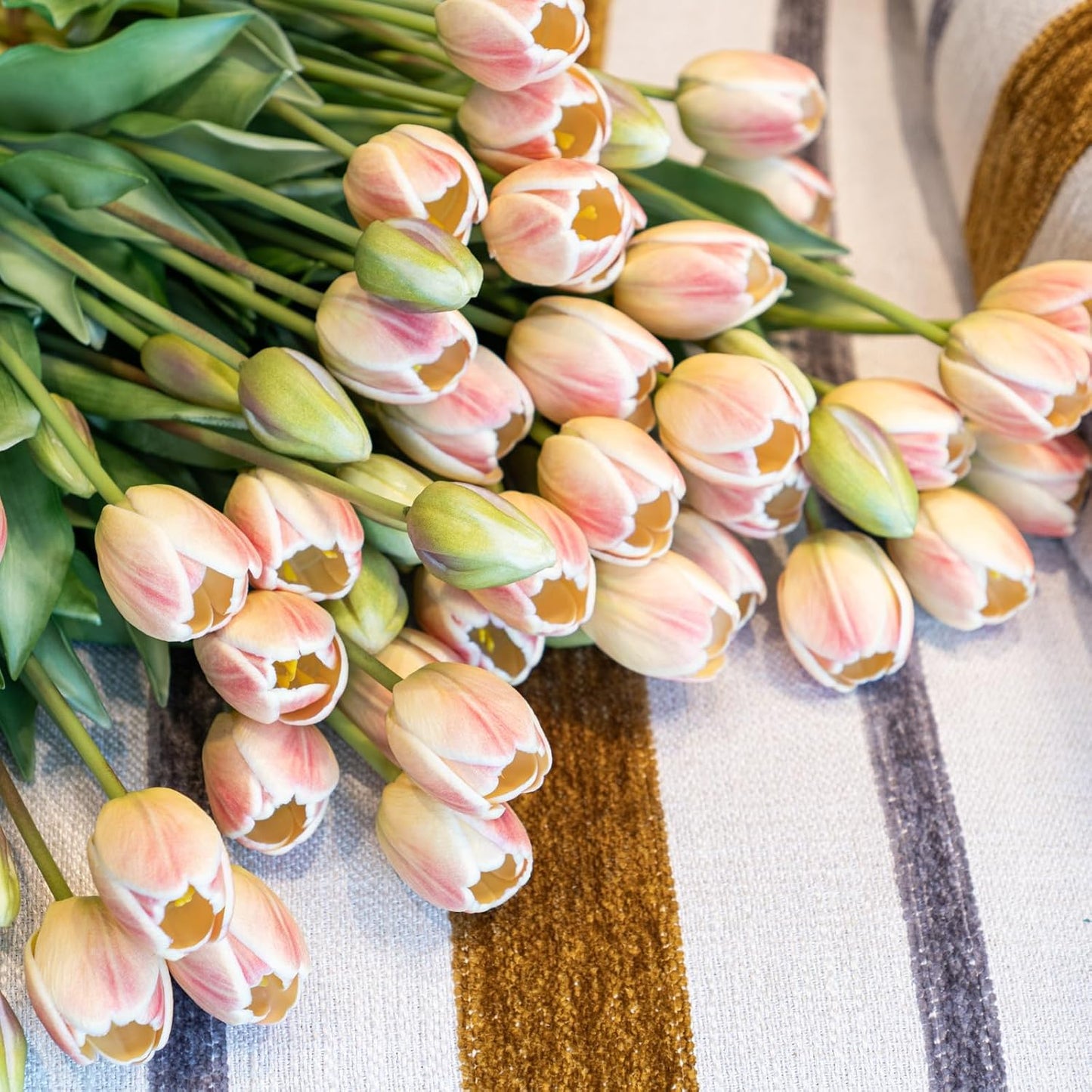 Artificial Tulips Flowers,Soft Touch Latex Bouquet, Fake Tulips,Spring Wedding Home Room Table Centerpiece Decor