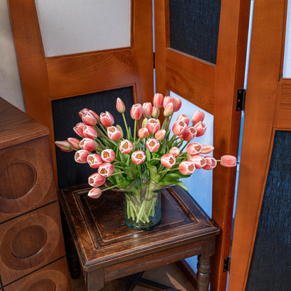 Artificial Tulips Flowers,Soft Touch Latex Bouquet, Fake Tulips,Spring Wedding Home Room Table Centerpiece Decor