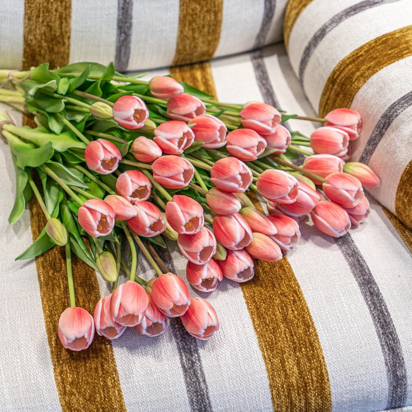 Artificial Tulips Flowers,Soft Touch Latex Bouquet, Fake Tulips,Spring Wedding Home Room Table Centerpiece Decor