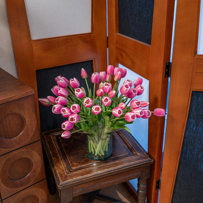 Artificial Tulips Flowers,Soft Touch Latex Bouquet, Fake Tulips,Spring Wedding Home Room Table Centerpiece Decor