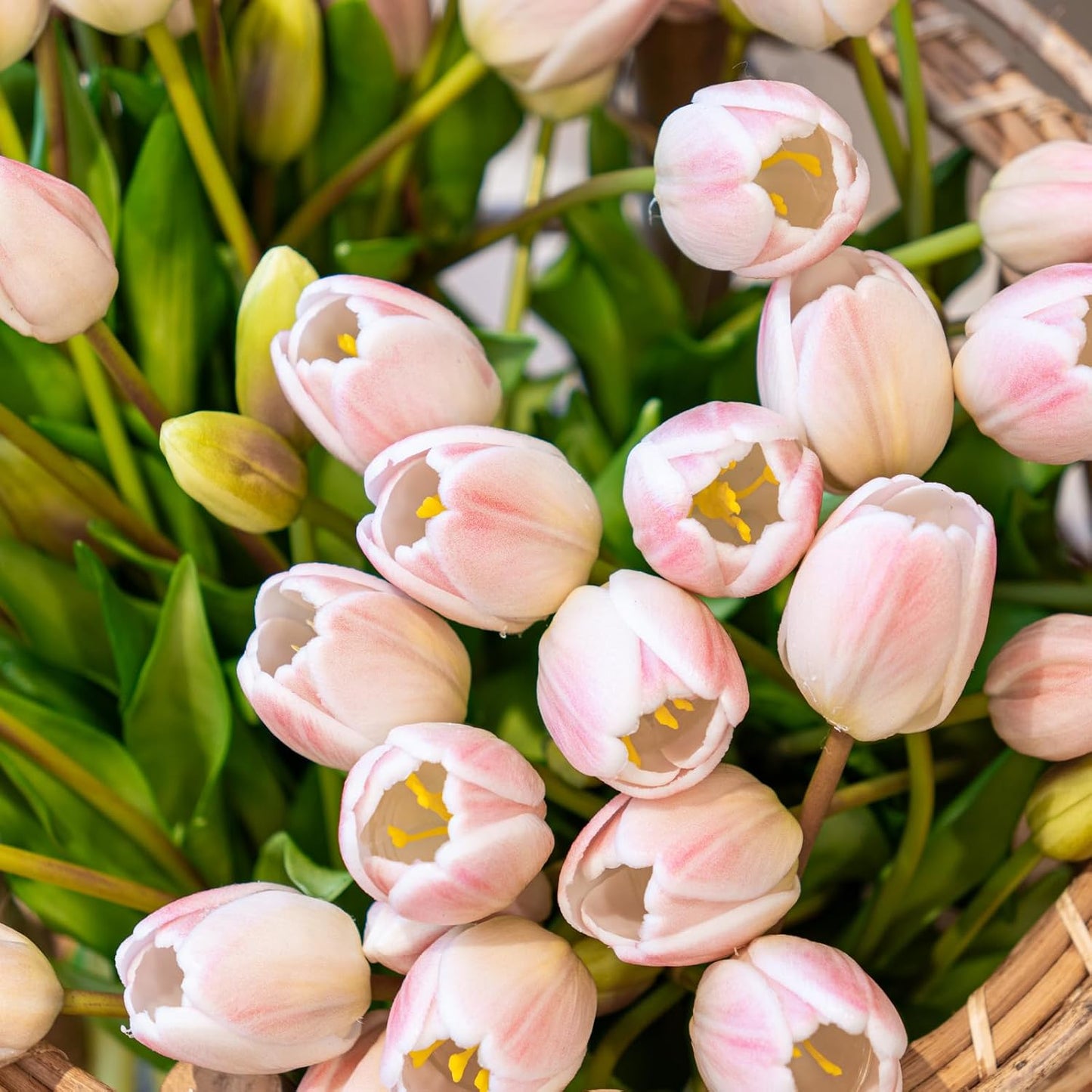 Artificial Tulips Flowers,Soft Touch Latex Bouquet, Fake Tulips,Spring Wedding Home Room Table Centerpiece Decor