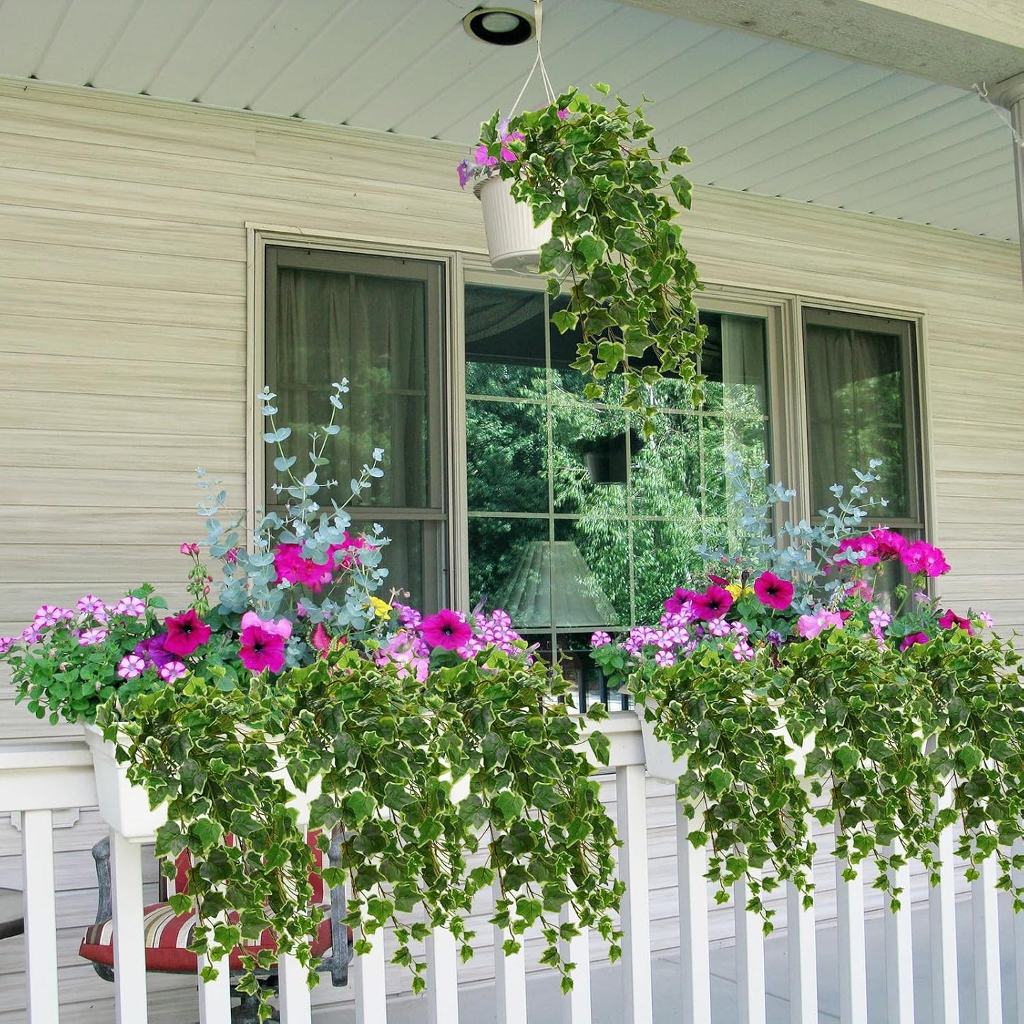 2pcs Artificial Hanging Plants 24" Fake Ivy Vine Faux Ivy Leaves Hanging Plant Greenery for Wall House Room Patio Indoor Outdoor Home Shelf Office Wedding Decor