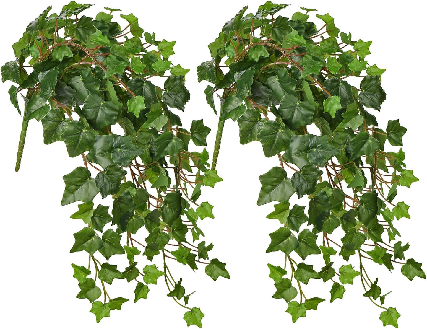 2pcs Artificial Hanging Plants 24" Fake Ivy Vine Faux Ivy Leaves Hanging Plant Greenery for Wall House Room Patio Indoor Outdoor Home Shelf Office Wedding Decor