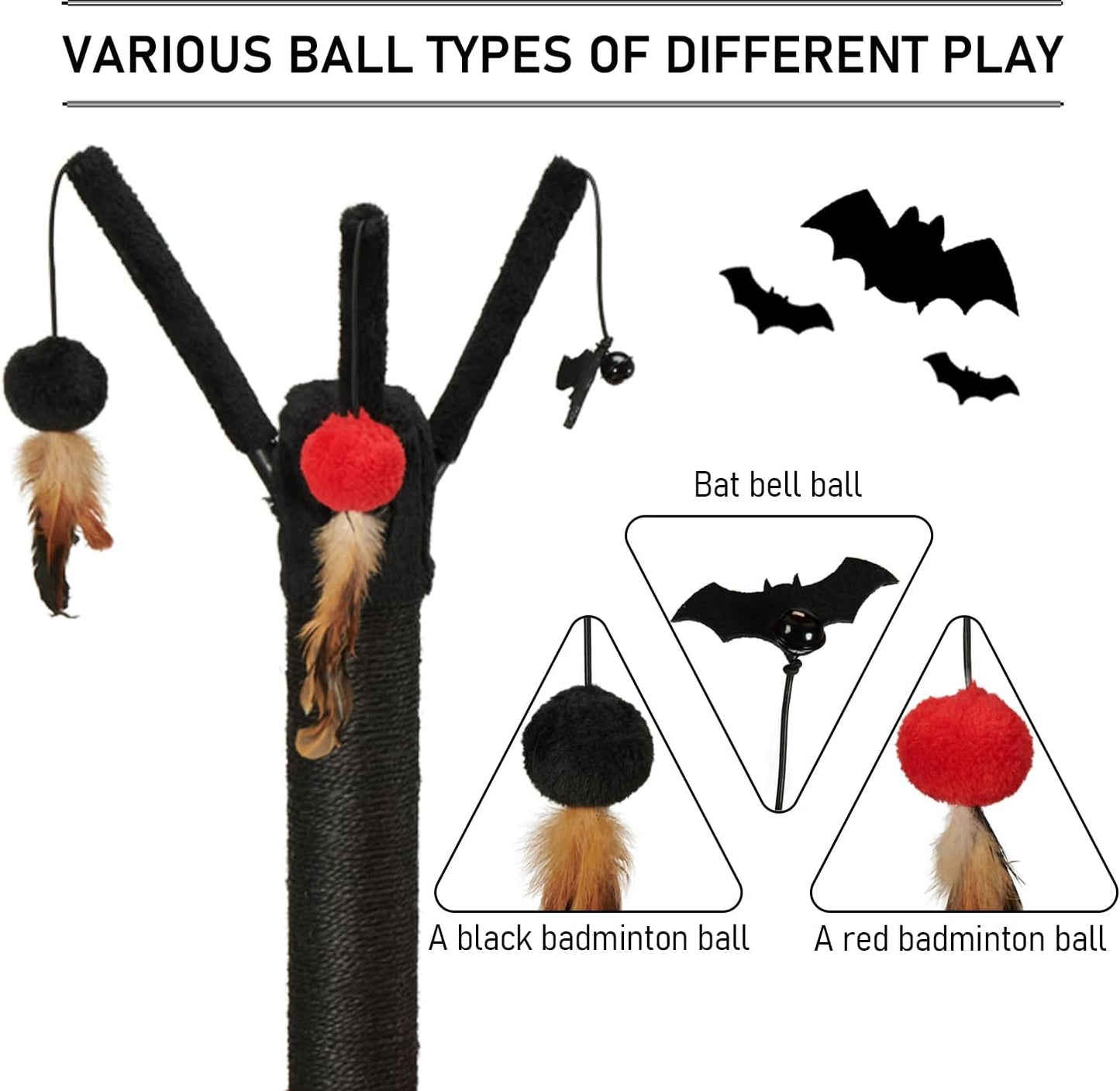 Cat Tree for Indoor Cats 35" Tall Cat Scratching Post with Large Cat Hammcok and Hanging Ball Toys Plant Green