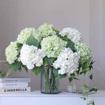 3PCS Long Stem Big Size Flowers Artificial Silk Hydrangea Lifelike Flowers Real Touch Blue Artificial Flowers Wedding Shower Bride Bouquets Office Living Room Table Decorations (21 Inch)