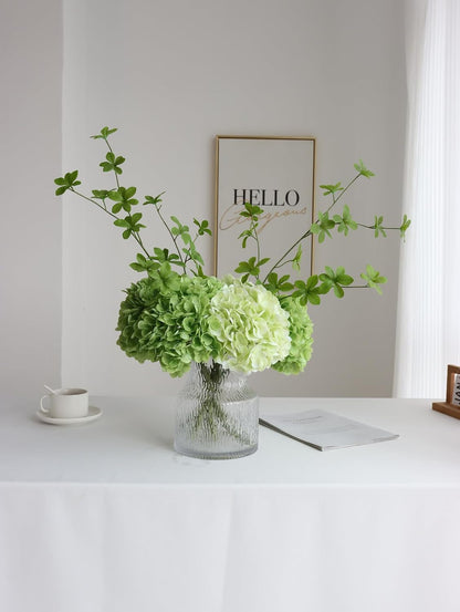 3PCS Long Stem Big Size Flowers Artificial Silk Hydrangea Lifelike Flowers Real Touch Blue Artificial Flowers Wedding Shower Bride Bouquets Office Living Room Table Decorations (21 Inch)