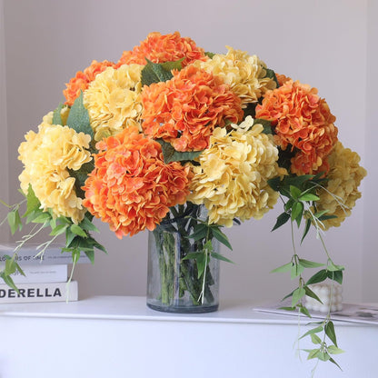 3PCS Long Stem Big Size Flowers Artificial Silk Hydrangea Lifelike Flowers Real Touch Blue Artificial Flowers Wedding Shower Bride Bouquets Office Living Room Table Decorations (21 Inch)