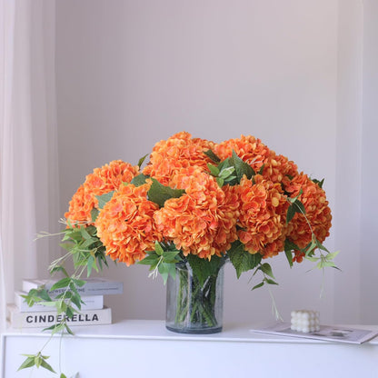 3PCS Long Stem Big Size Flowers Artificial Silk Hydrangea Lifelike Flowers Real Touch Blue Artificial Flowers Wedding Shower Bride Bouquets Office Living Room Table Decorations (21 Inch)