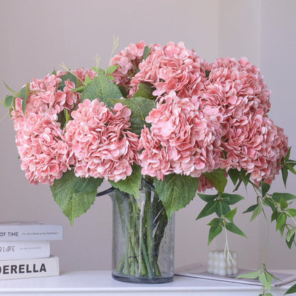 3PCS Long Stem Big Size Flowers Artificial Silk Hydrangea Lifelike Flowers Real Touch Blue Artificial Flowers Wedding Shower Bride Bouquets Office Living Room Table Decorations (21 Inch)