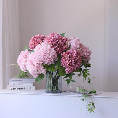 3PCS Long Stem Big Size Flowers Artificial Silk Hydrangea Lifelike Flowers Real Touch Blue Artificial Flowers Wedding Shower Bride Bouquets Office Living Room Table Decorations (21 Inch)