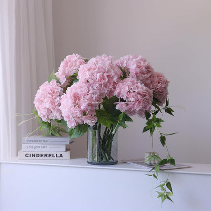 3PCS Long Stem Big Size Flowers Artificial Silk Hydrangea Lifelike Flowers Real Touch Blue Artificial Flowers Wedding Shower Bride Bouquets Office Living Room Table Decorations (21 Inch)
