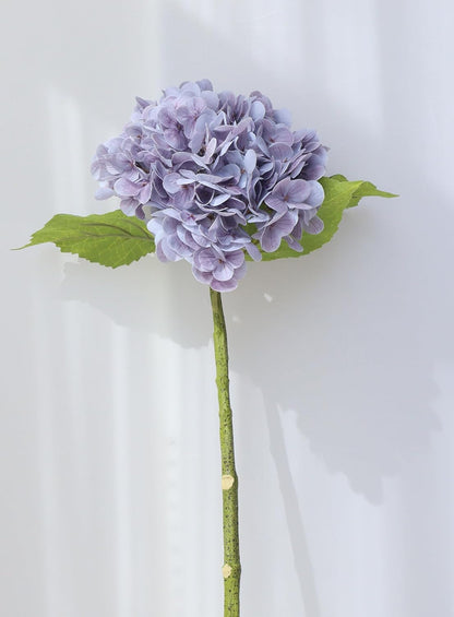 3PCS Long Stem Big Size Flowers Artificial Silk Hydrangea Lifelike Flowers Real Touch Blue Artificial Flowers Wedding Shower Bride Bouquets Office Living Room Table Decorations (21 Inch)