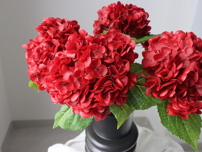 3PCS Long Stem Big Size Flowers Artificial Silk Hydrangea Lifelike Flowers Real Touch Blue Artificial Flowers Wedding Shower Bride Bouquets Office Living Room Table Decorations (21 Inch)
