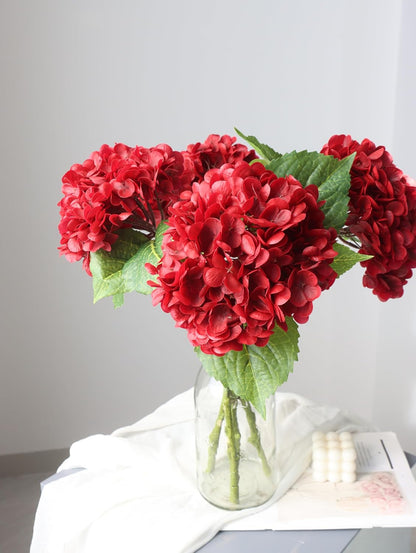 3PCS Long Stem Big Size Flowers Artificial Silk Hydrangea Lifelike Flowers Real Touch Blue Artificial Flowers Wedding Shower Bride Bouquets Office Living Room Table Decorations (21 Inch)