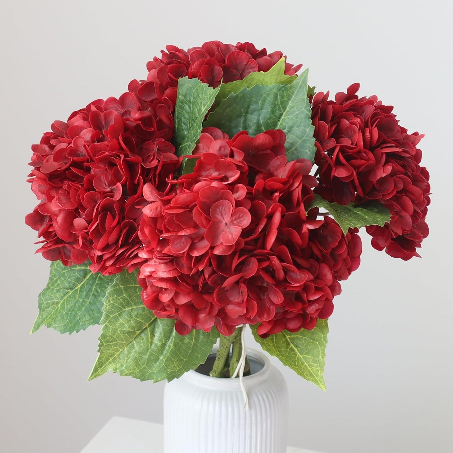 3PCS Long Stem Big Size Flowers Artificial Silk Hydrangea Lifelike Flowers Real Touch Blue Artificial Flowers Wedding Shower Bride Bouquets Office Living Room Table Decorations (21 Inch)