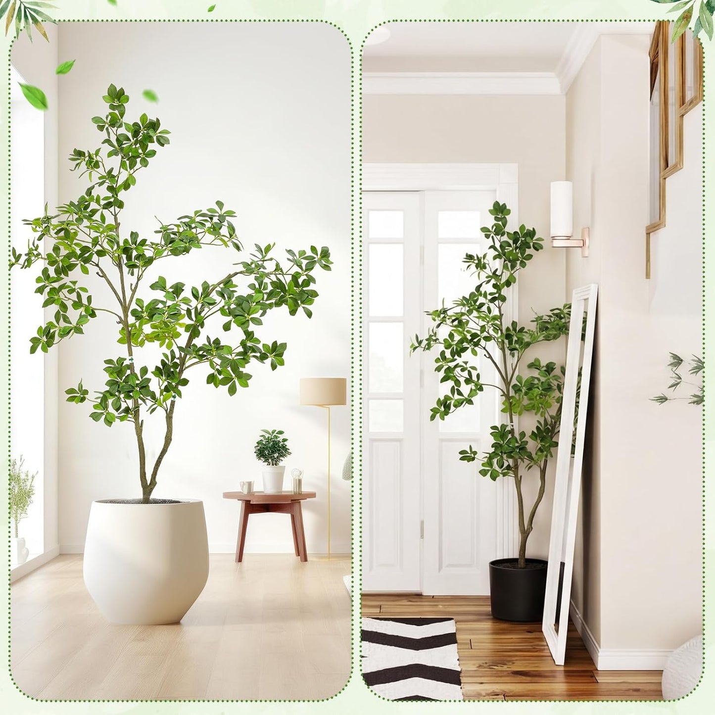 5ft Artificial Gardenia Tree Tall Fake Gardenia Mahonia Fortunei Tree with Black Pot, Lifelike Faux Plant for Indoor Outdoor Office Living Room Home Patio Greening Porch Decor