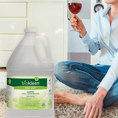 Bac-Out Enzyme Cleaner Spray and Stain & Odor Remover for Pet Stains, Laundry, Diapers, Wine, Carpets, & More, Eco-Friendly, Non-Toxic, Lime Scent, 32 Ounces