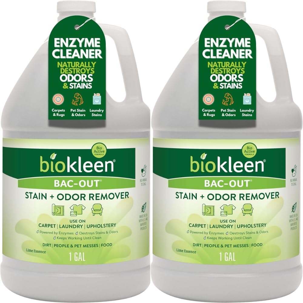 Bac-Out Enzyme Cleaner Spray and Stain & Odor Remover for Pet Stains, Laundry, Diapers, Wine, Carpets, & More, Eco-Friendly, Non-Toxic, Lime Scent, 32 Ounces