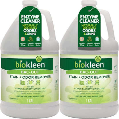 Bac-Out Enzyme Cleaner Spray and Stain & Odor Remover for Pet Stains, Laundry, Diapers, Wine, Carpets, & More, Eco-Friendly, Non-Toxic, Lime Scent, 32 Ounces