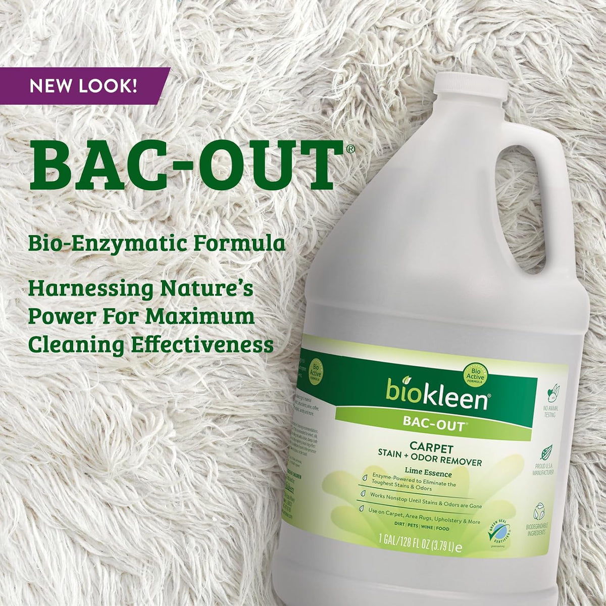Bac-Out Enzyme Cleaner Spray and Stain & Odor Remover for Pet Stains, Laundry, Diapers, Wine, Carpets, & More, Eco-Friendly, Non-Toxic, Lime Scent, 32 Ounces