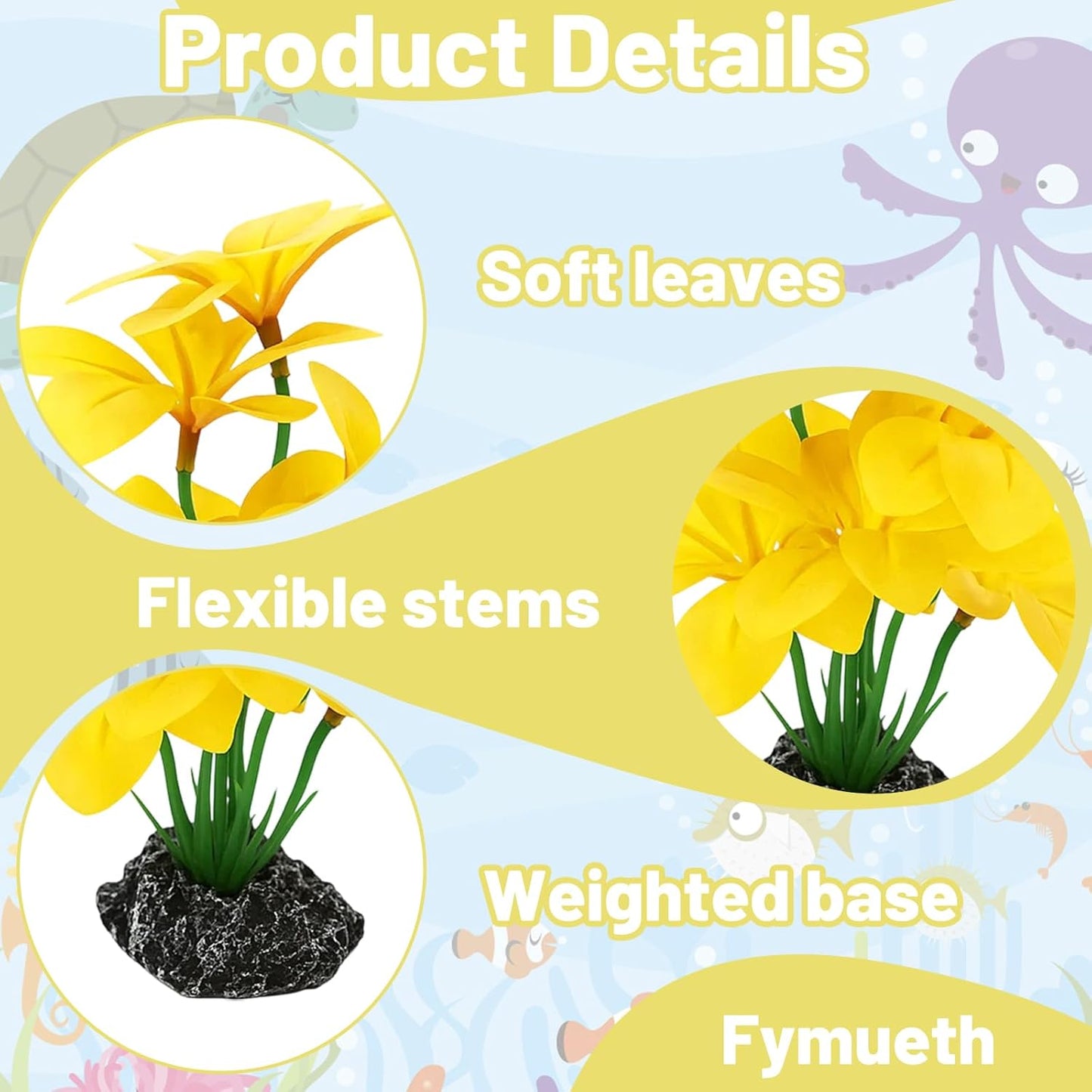 Silk Plants for Fish Tank, 2 Silk Aquarium Plants for Betta Fish, Compact 2x3x6 Inch Design with Realistic Stone Base, Functional Resting Spots for Small Tanks and Reptile Habitats