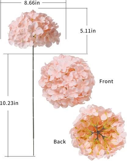 8.7" Silk Hydrangea Flower Heads with Stems, Lilac, Pack of 6