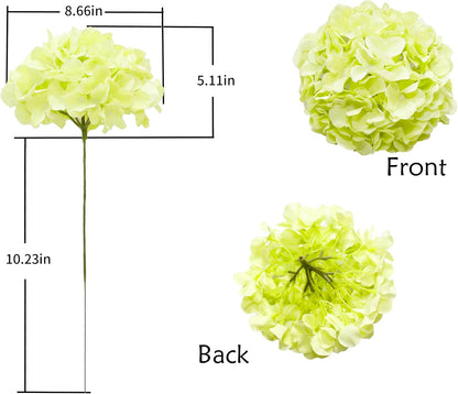 8.7" Silk Hydrangea Flower Heads with Stems, Lilac, Pack of 6