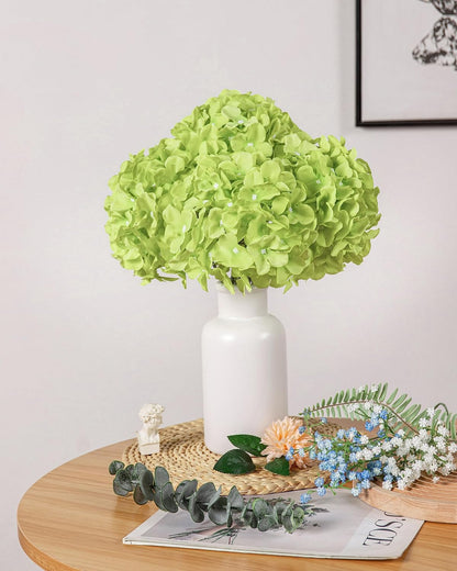8.7" Silk Hydrangea Flower Heads with Stems, Lilac, Pack of 6